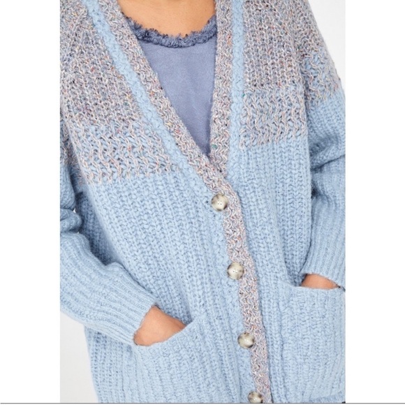 Raquel Allegra Sweaters - Raquel Allegra Oversized Alpaca Long Line Cardigan Sweater Blue Gray